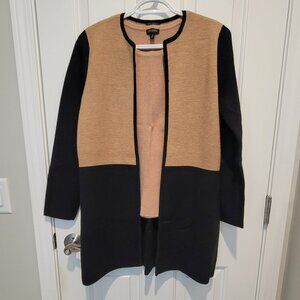 Talbots Colorblock Sweater Jacket, w/ Matching Shell, Black and Tan, Size PM